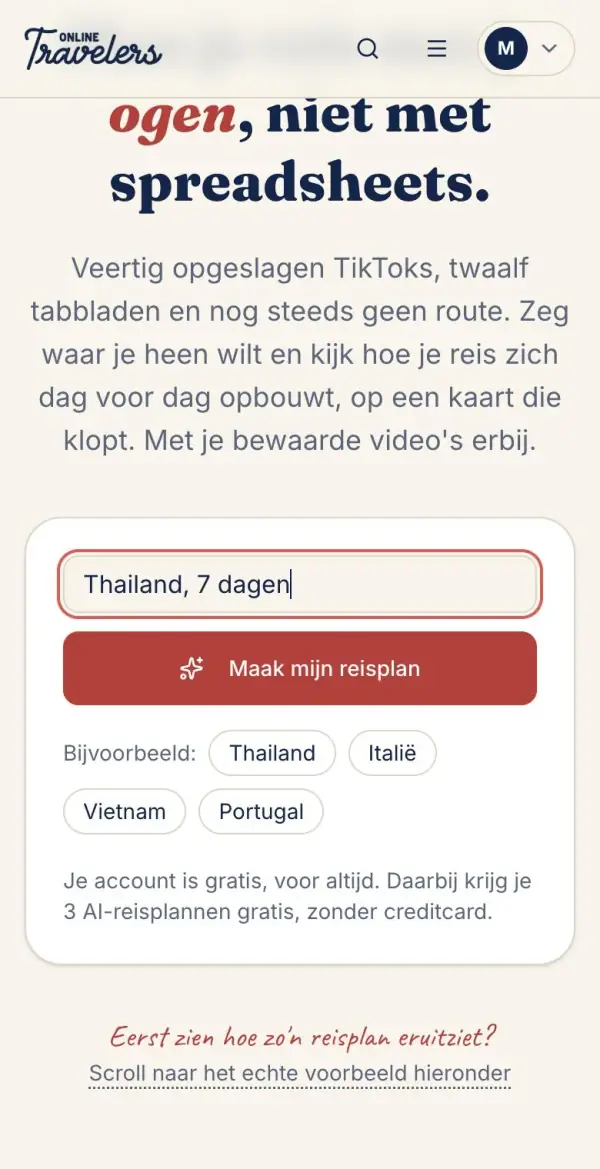 Planner: bestemming invullen