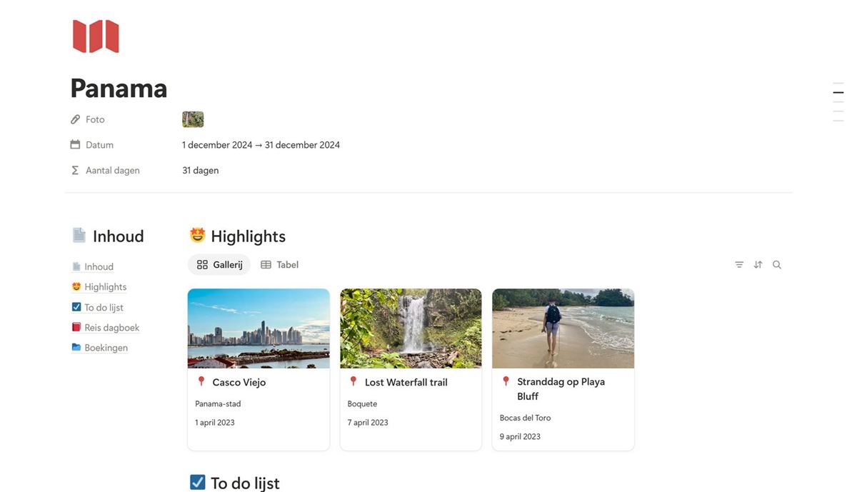 De Panama-reis in de planner, met drie Highlights als galerij
